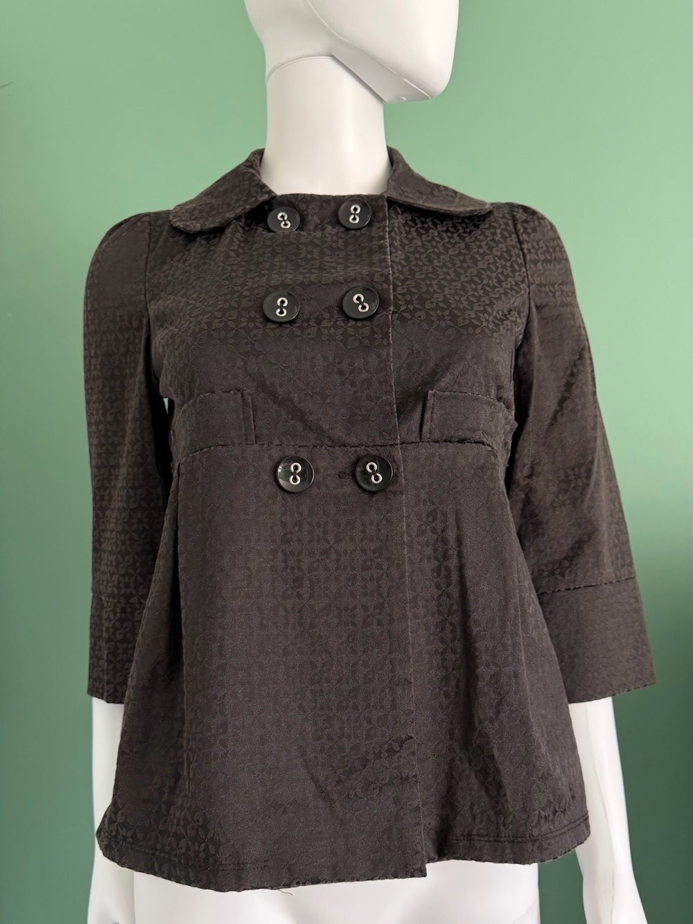 Freeway Vintage Black Jacquard Double-Breasted Swing Jacket